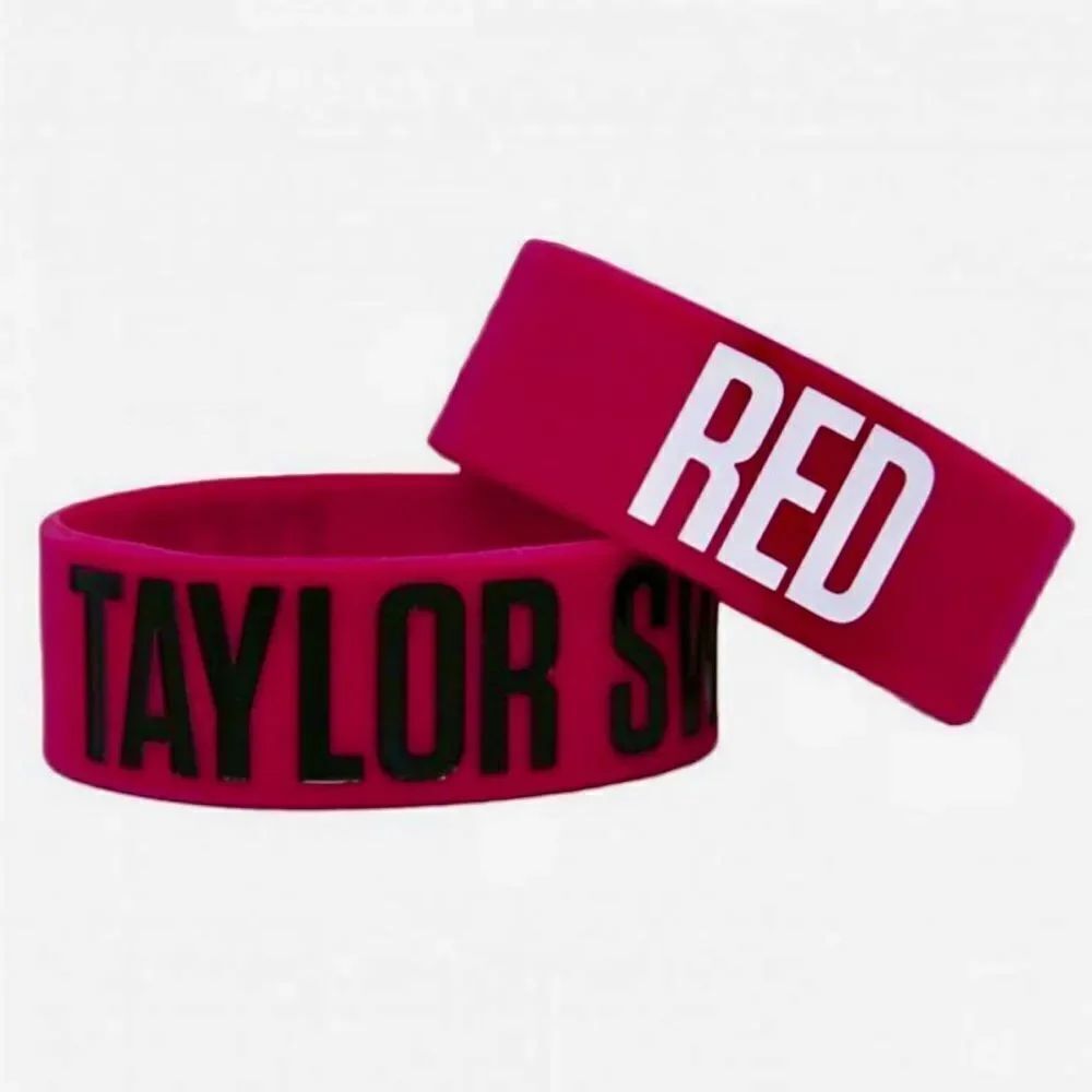 2x TAYLOR SWIFT RED CONCERT TOUR WHITE & RED RUBBER BRACELET Official Brand New